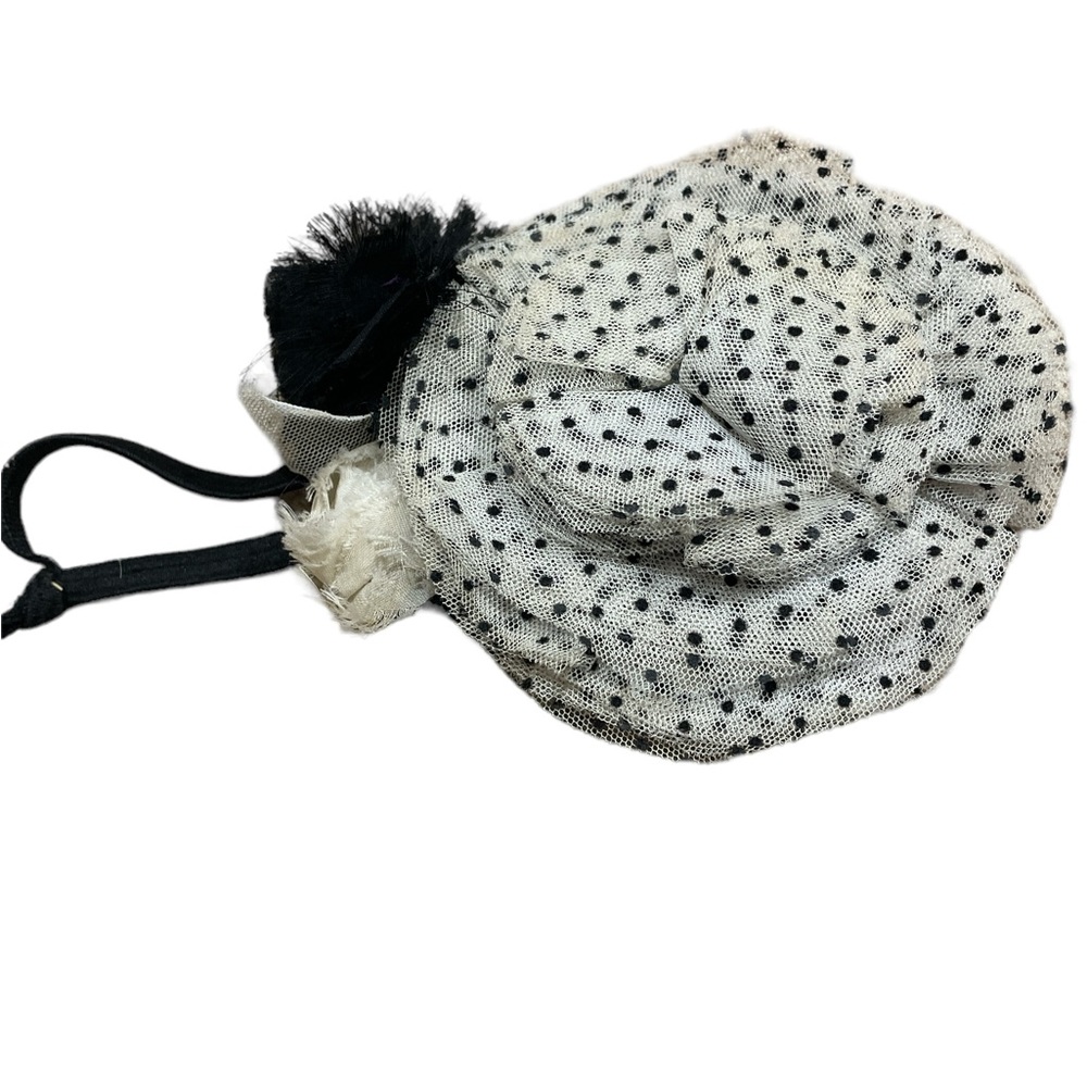 White black polka dot oversized flower headband or statement necklace ooak